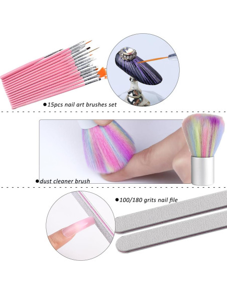 Mano de práctica de silicona Sotong con 100 consejos de uñas