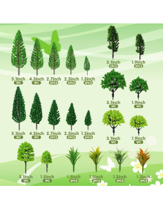 Set de 38 Árboles Miniatura MOMOONNON para Diorama 2