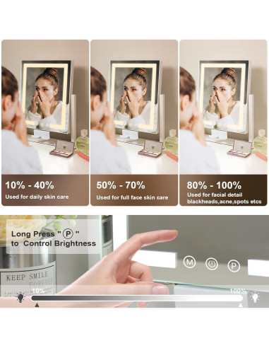 Espejo de Maquillaje Iluminado Kottova 36.83cm 10X Magnificación