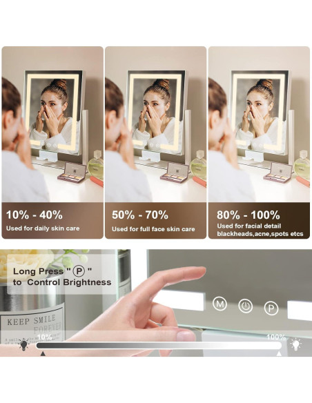 Espejo de Maquillaje Iluminado Kottova 36.83cm 10X Magnificación