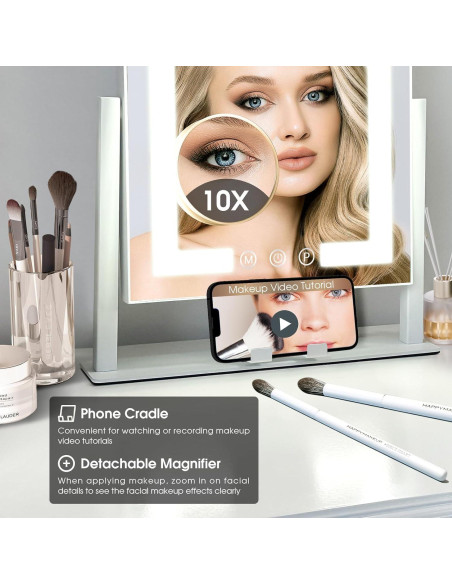 Espejo de Maquillaje Iluminado Kottova 36.83cm 10X Magnificación