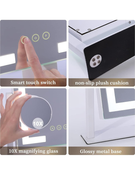 Espejo de Maquillaje Iluminado Kottova 36.83cm 10X Magnificación