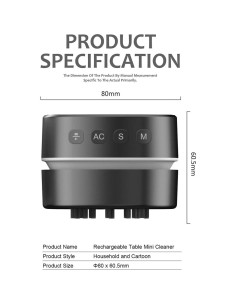 Aspiradora de Mesa ODISTAR LP-009 Recargable USB 400 min 2