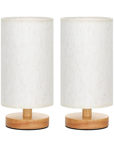 Juego de 2 Lámparas de Mesa Fenmzee 9" LED 3000K Crema Madera