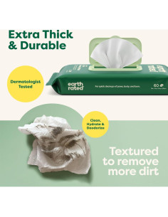 Toallitas XL para Mascotas Earth Rated - 60 Unidades Hipoalergénicas 2