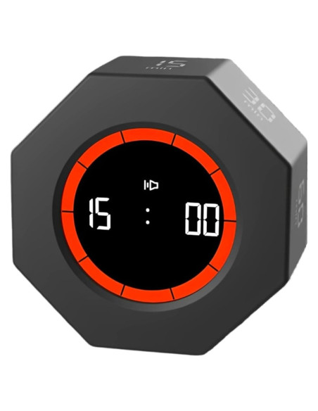 Temporizador Pomodoro TumanLiving Octagonal Negro 7 Tiempos