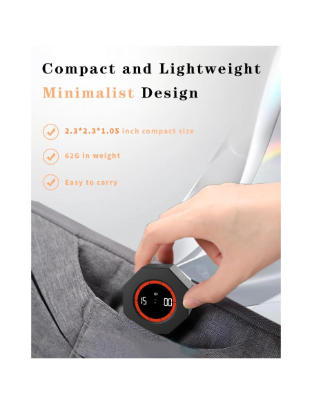 Temporizador Pomodoro TumanLiving Octagonal Negro 7 Tiempos