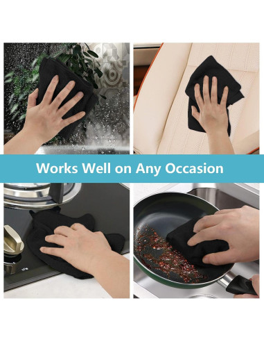 Paños de Microfibra HOMEXCEL Negros, 8 Unidades 29.2x29.2 cm