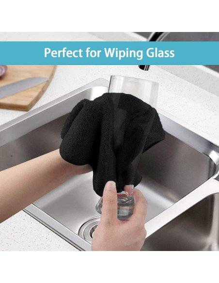 Paños de Microfibra HOMEXCEL Negros, 8 Unidades 29.2x29.2 cm