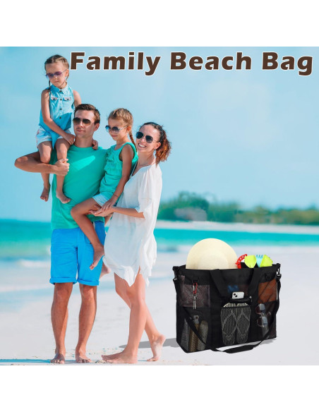 Bolsa de Playa de Malla Fammart Extra Grande Negra 61x22x46 cm