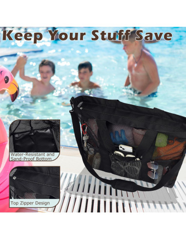 Bolsa de Playa de Malla Fammart Extra Grande Negra 61x22x46 cm