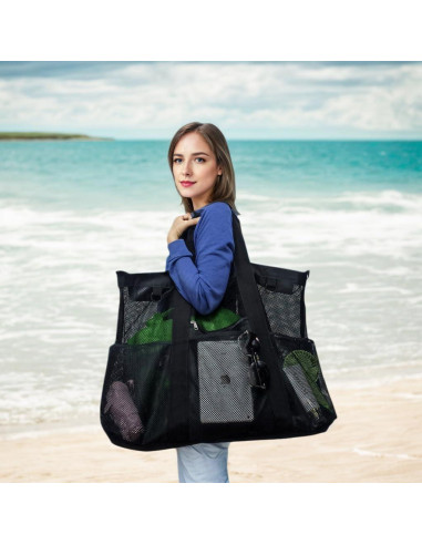 Bolsa de Playa de Malla Fammart Extra Grande Negra 61x22x46 cm
