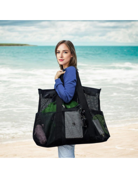 Bolsa de Playa de Malla Fammart Extra Grande Negra 61x22x46 cm