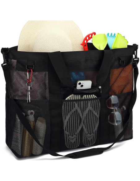 Bolsa de Playa de Malla Fammart Extra Grande Negra 61x22x46 cm