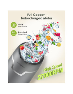 Batidora Personal LAMPICK 1100W con 2 Tazas de 620ml 2