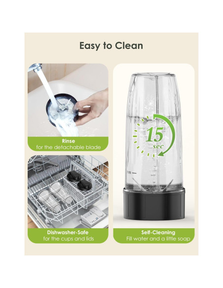 Batidora Personal LAMPICK 1100W con 2 Tazas de 620ml