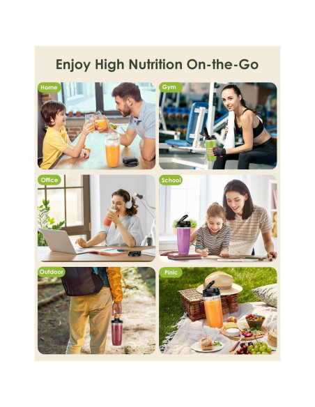 Batidora Personal LAMPICK 1100W con 2 Tazas de 620ml