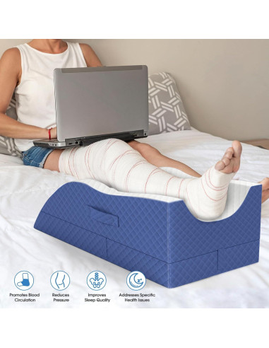 Cojín Elevador de Piernas TranquilRelax Doble Azul Espuma Viscoelástica