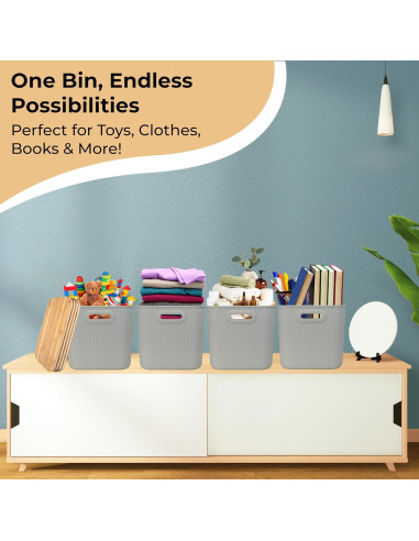 Cajas de Almacenamiento Apilables Luxe Function - Bambú y Plástico Crema