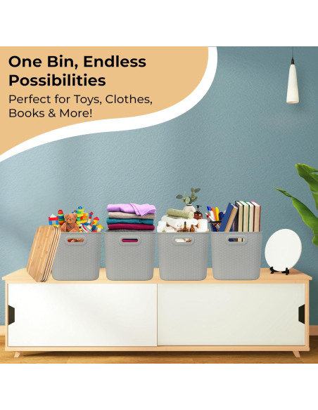 Cajas de Almacenamiento Apilables Luxe Function - Bambú y Plástico Crema