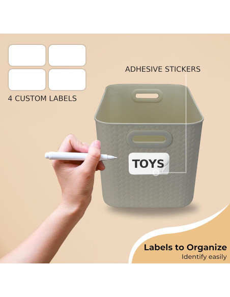 Cajas de Almacenamiento Apilables Luxe Function - Bambú y Plástico Crema