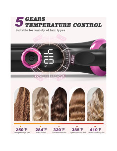 Mini Plancha de Rizar Yuqilin Rosa 25x4.5cm Doble Voltaje 2