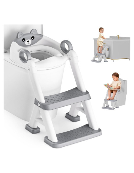 Asiento de Entrenamiento para Baño Bonbay Gris 2 en 1 Ajustable