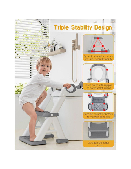 Asiento de Entrenamiento para Baño Bonbay Gris 2 en 1 Ajustable