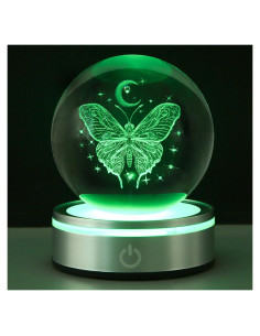 Esfera de Cristal 3D Goutangen 8cm Luz Nocturna Mariposa