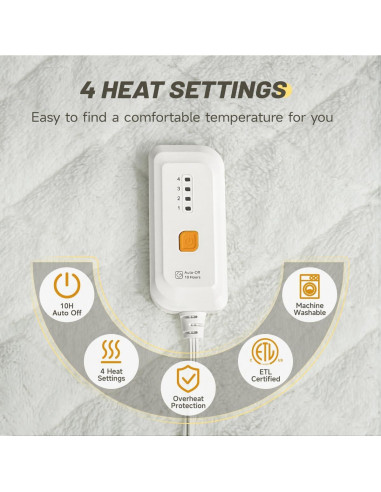 Cubierta de colchón calefactada HOMISPRITE tamaño completo 4 niveles