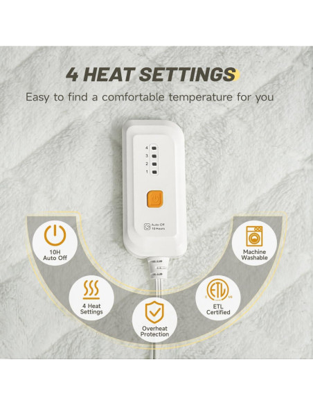 Cubierta de colchón calefactada HOMISPRITE tamaño completo 4 niveles