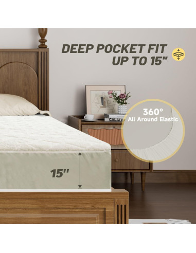 Cubierta de colchón calefactada HOMISPRITE tamaño completo 4 niveles