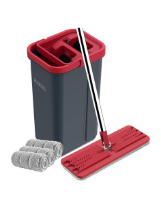 Juego de trapeador y cubo BOSHENG con 3 almohadillas lavables