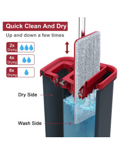 Juego de trapeador y cubo BOSHENG con 3 almohadillas lavables 2