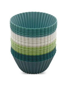 Set de 24 Tazas de Silicona TTSAM para Hornear Muffins Antiadherentes