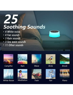 Máquina de Ruido Blanco Color Noise 129 con 25 Sonidos y 10 Luces 2