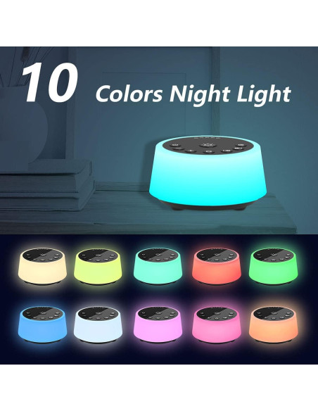 Máquina de Ruido Blanco Color Noise 129 con 25 Sonidos y 10 Luces