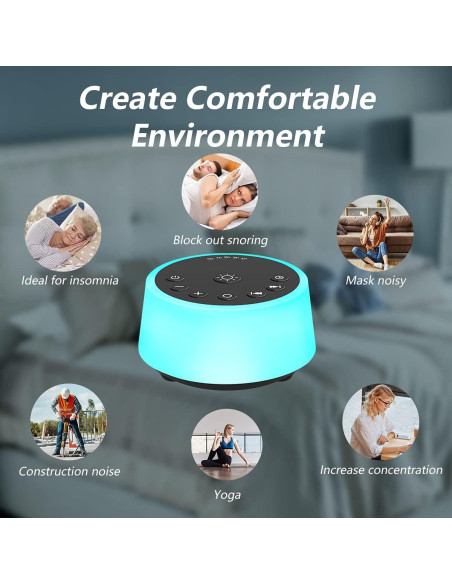 Máquina de Ruido Blanco Color Noise 129 con 25 Sonidos y 10 Luces