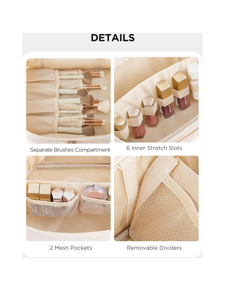 Bolsa de Maquillaje de Viaje HBlife Grande Beige Impermeable