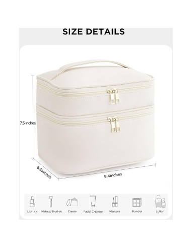 Bolsa de Maquillaje de Viaje HBlife Grande Beige Impermeable