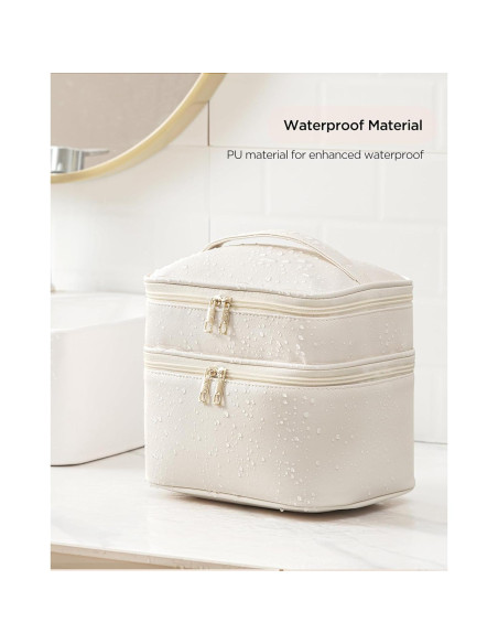 Bolsa de Maquillaje de Viaje HBlife Grande Beige Impermeable
