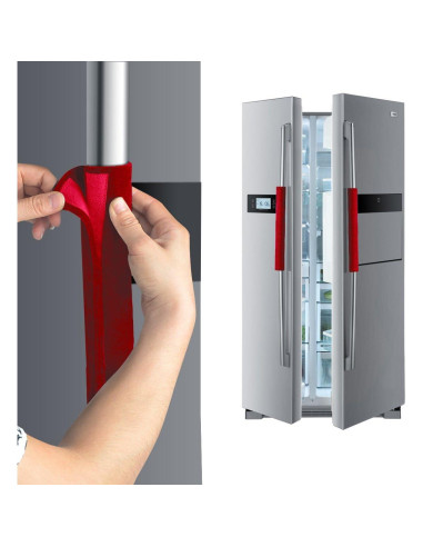 Cubiertas de Manijas de Refrigerador OUGAR8 - 4 Piezas Rojo