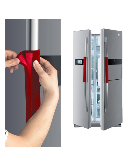 Cubiertas de Manijas de Refrigerador OUGAR8 - 4 Piezas Rojo