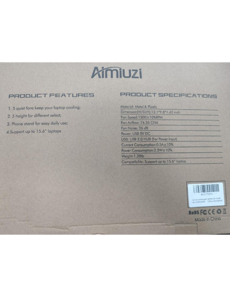 Soporte de Enfriamiento para Laptop AIMIUZI F2PLUS 5 Ventiladores