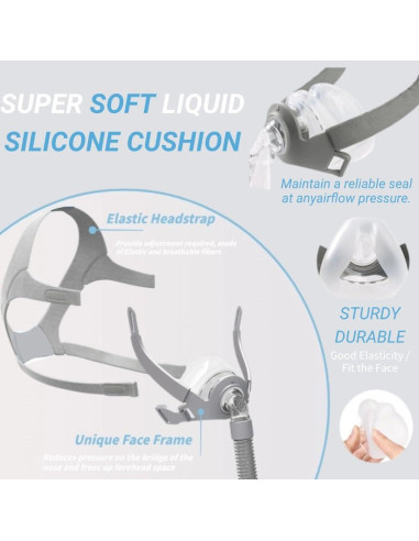 Máscara Nasal CPAP NISEFECTO Mediana con Arnés y Almohadilla