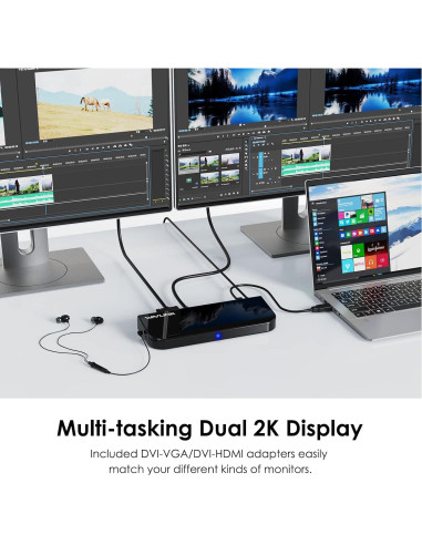 Estación de Acoplamiento USB WAVLINK Doble Monitor HDMI DVI