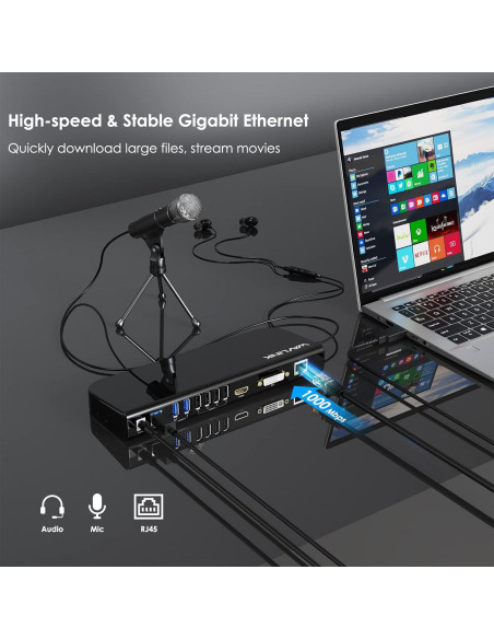 Estación de Acoplamiento USB WAVLINK Doble Monitor HDMI DVI