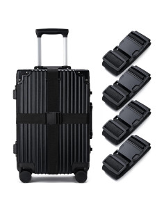 Correas para Equipaje Hoewina 4 Piezas 180 cm Nylon Negro