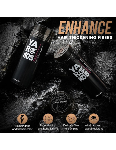 Fibras para Cabello Fino Yargkos 28g Café Claro - Relleno Instantáneo