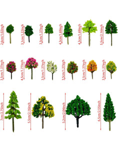 Cayway 60 Árboles Miniatura Mezclados para Modelos Escénicos 2